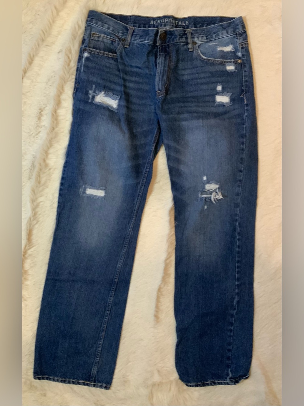 Aéropostale Men's Blue Distressed Denim Jeans  Size 34